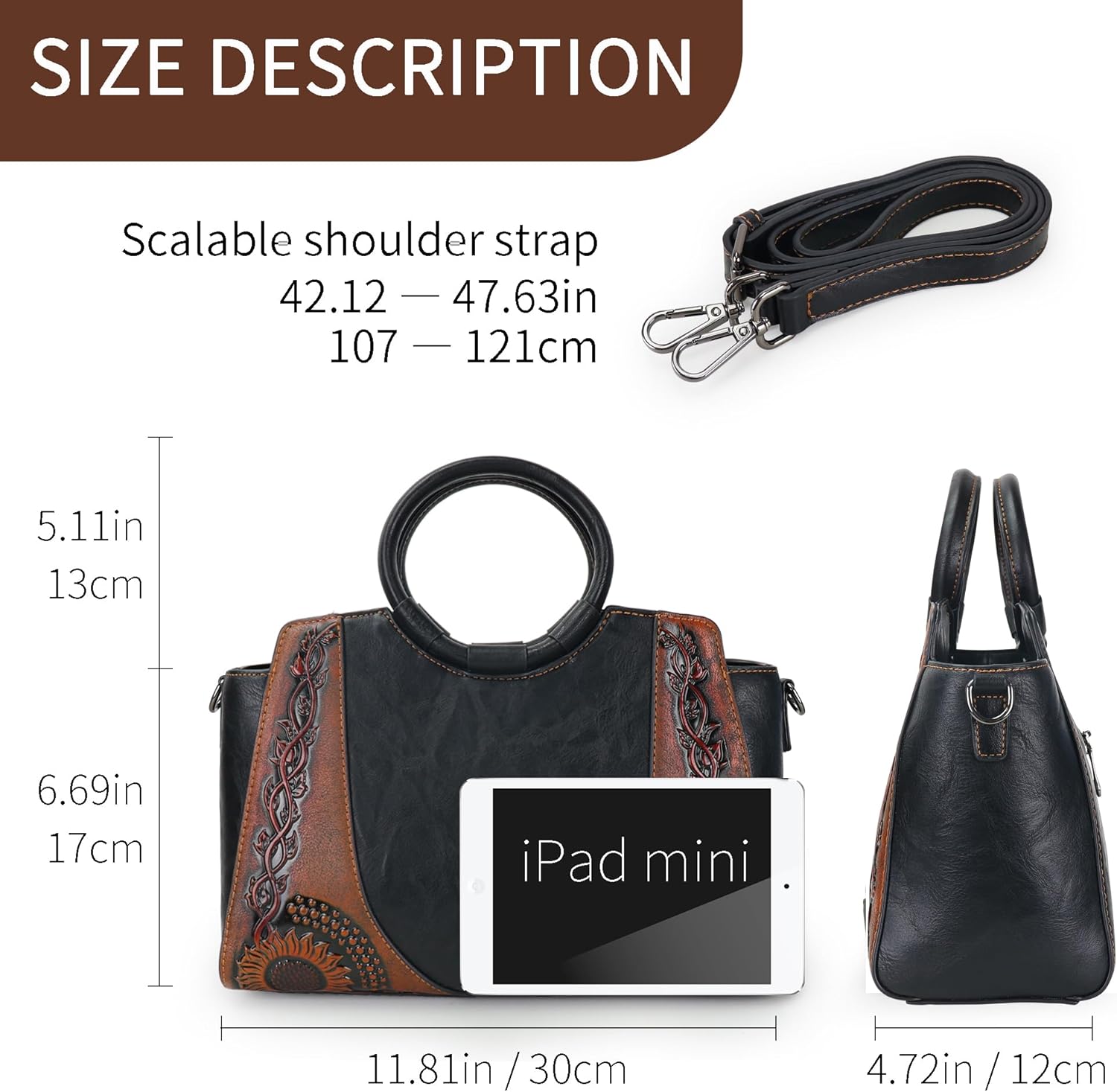 Women Satchel Handbags Crossbody Bag Top Handle Purse ans Hanbags Leather Shoulder Bag Hobo Medium Size Tote - Image 6
