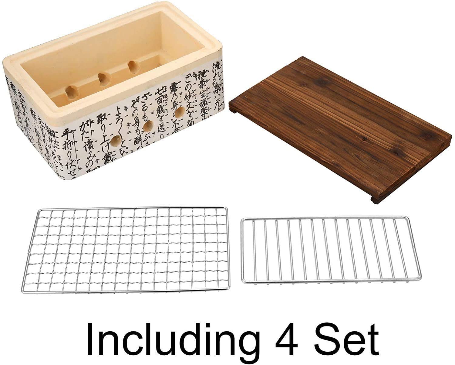 Grill na biurko, grill węglowy, z grillem siatki drucianej i drewnianą podstawą,Grill ogrodowy