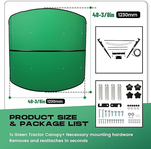 Vista 31 de ECOTRIC Toldo de tractor compatible con todos los tractores equipados ROPS de 48-3/8 x 48-3/8 pulgadas, toldo blanco para tractor y cortacéspedes