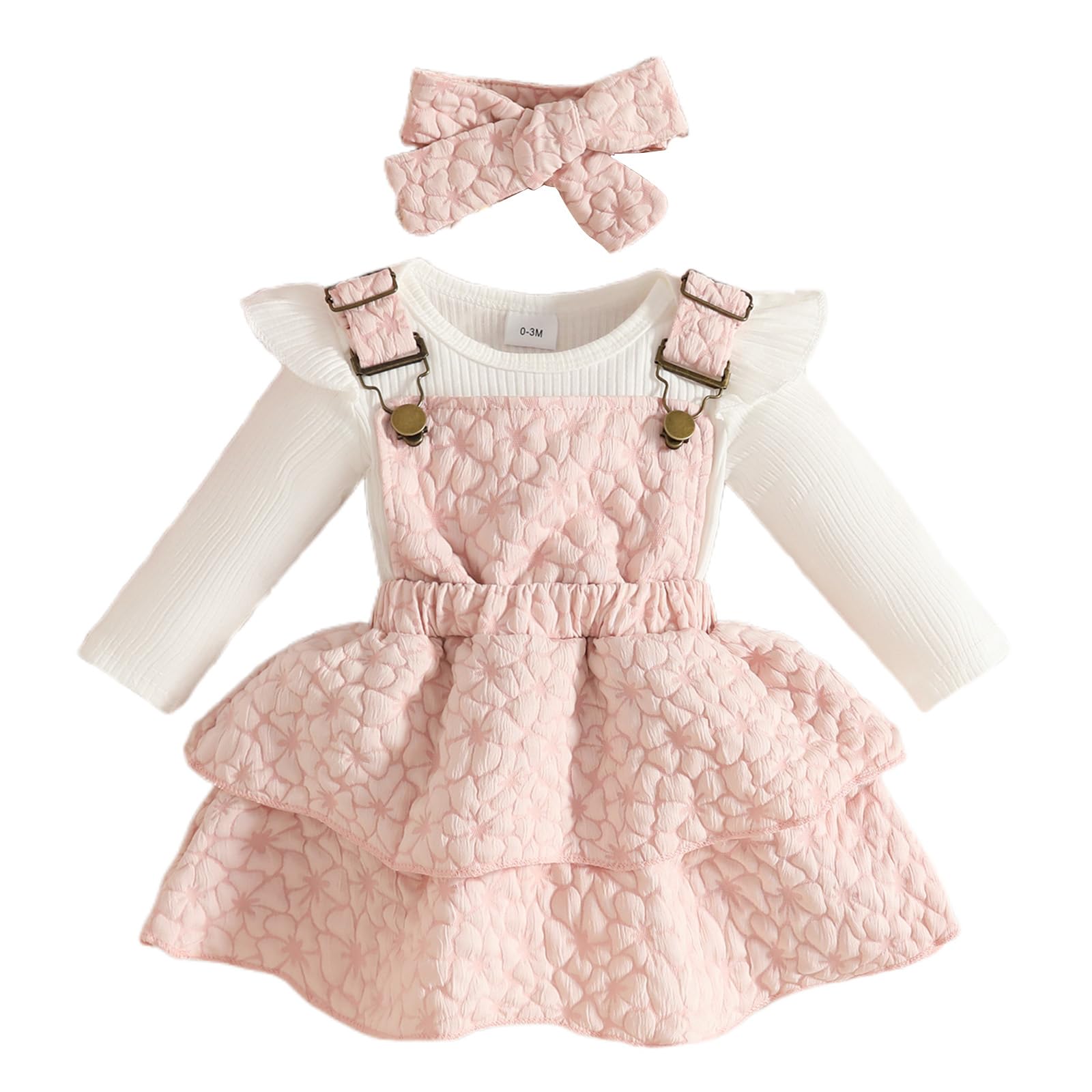 Neonata Bambina Gonne Set Maglietta+Bretelle Abito+Fascia Abiti Completo | Vestiti Bimba Inverno 0-3 6 12 mesi Pagliaccetto e Stampa/Quadri Gonna a Strati per Battesimo, Festa,Natale,Compleanno 1 anni