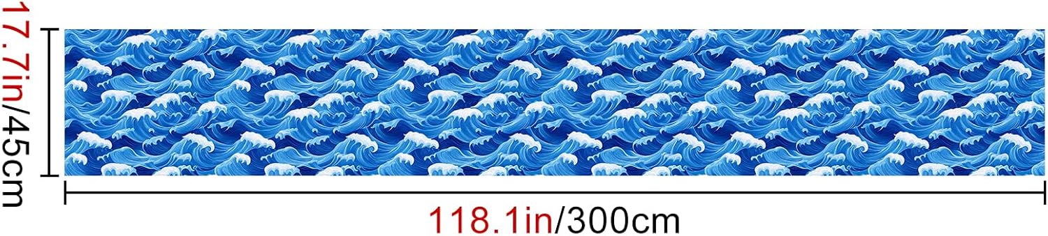 HOMETITUTE Ocean Blue Wave Pattern Wallpaper Peel and Stick Self Adhesive Vinyl Wall Covering 118.1" x 17.7" for Living Room Bedroom Kitchen Decor