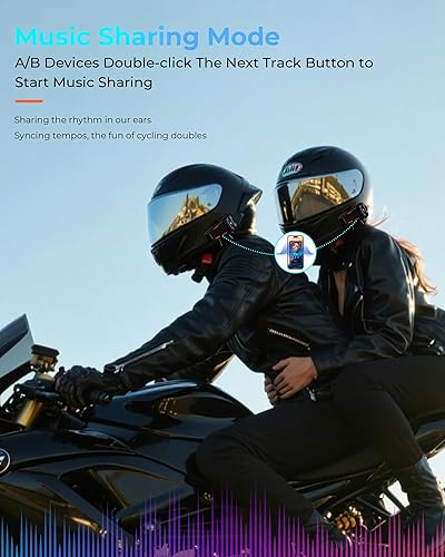 Miniatura 3 de Auriculares de comunicación Bluetooth para casco de motocicleta, intercomunicador impermeable con cancelación de ruido, uso compartido de música,