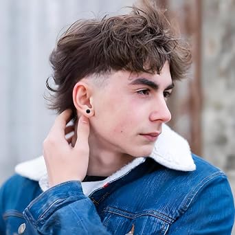 12 Pairs Mens Earrings Studs Black Earrings for Men, Silver Fake Piercings Men's Earringses Ear Ringsfor Men, Stainless Steel Black Stud Earringses Screw Flatback Earing Round 4/5/6/7/8/10MM