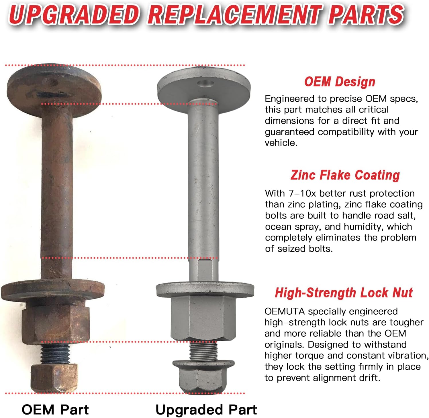 Lower Control Arm Cam Bolts Kit Fit for Dodge Ram 1500 2006-2023, Ram 2500 2006-2013, Ram 3500 2006-2012