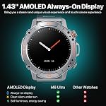 Rugged Military Smart Watch for Men, 5ATM Waterproof, 170+ Sports Modes, 1.43" AMOLED Round Health Fitness Tracker Watch,Tactical Smartwatch Compatible with iPhone Android,Silver Stainless Steel Metal