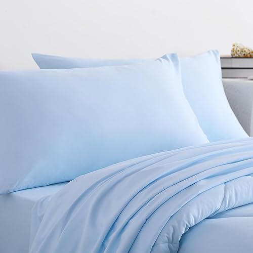 Miniatura 7 de NTBAY Juego de edredón individual con sábanas, 5 piezas de ropa de cama suave y transpirable, cama individual en una bolsa, juego de edredón de