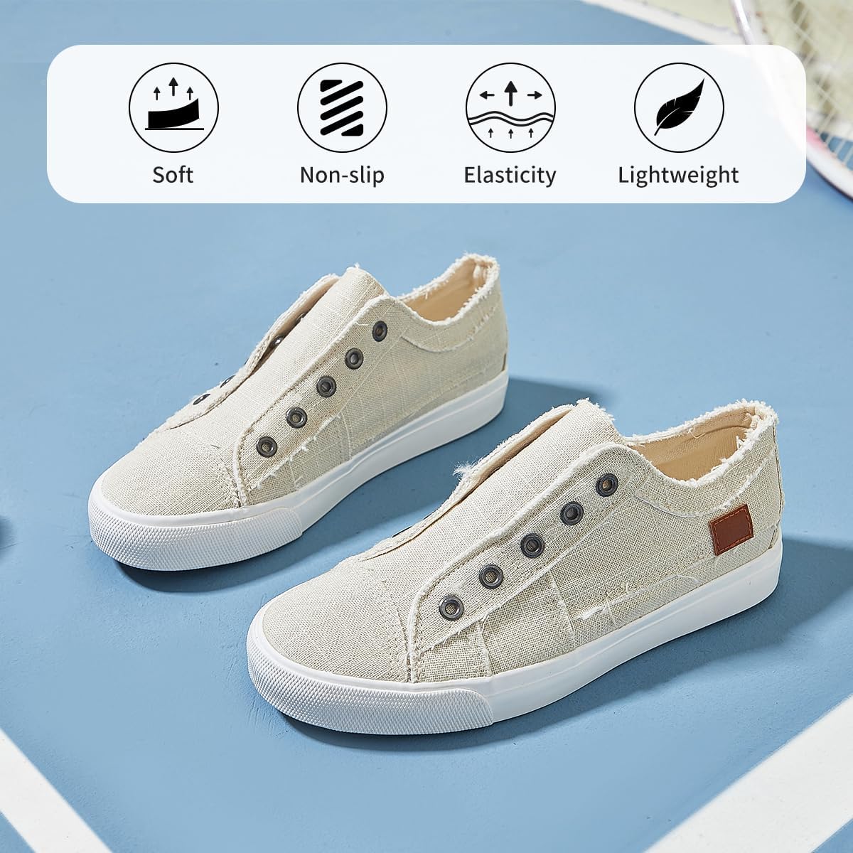 Women's Slip on Shoes Non Slip Fashion Canvas Sneakers Low Top Casual Shoes - Image 4