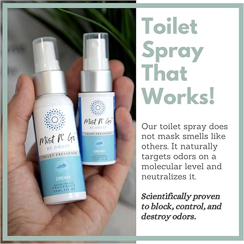 Miniatura 3 de Mist N' Go by OMAZE - Spray de baño de viaje para eliminador de olores de excrementos, espray de inodoro de viaje para ambientador de excrementos