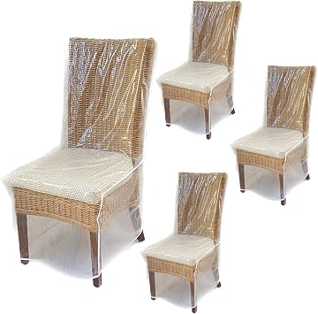 Evelots 4-Pack Clear PVC Dining Chair Covers, Spill-Resistant Protectors
