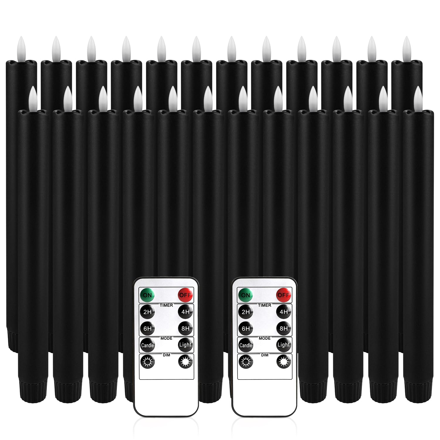 24 schwarze flammenlose kegelförmige Kerzen LED Flackernde Kerzen Set