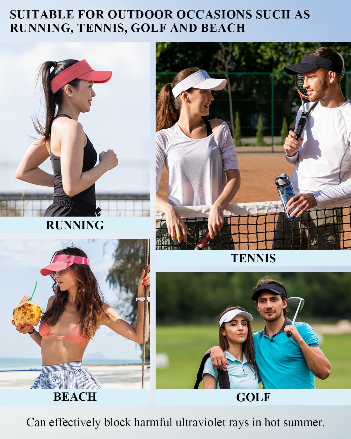 Century Star Visors for Women Mens Sun Visor Hats Sports Outdoor Tennis Running Adjustable Beach Cap Sun Protection image 5