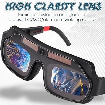 Tellegloww 1 Set Auto Darkening Welding Glasses with Replacement Lenses, Solar Welding Goggles for Tig Mig Mma Plasma Cutting