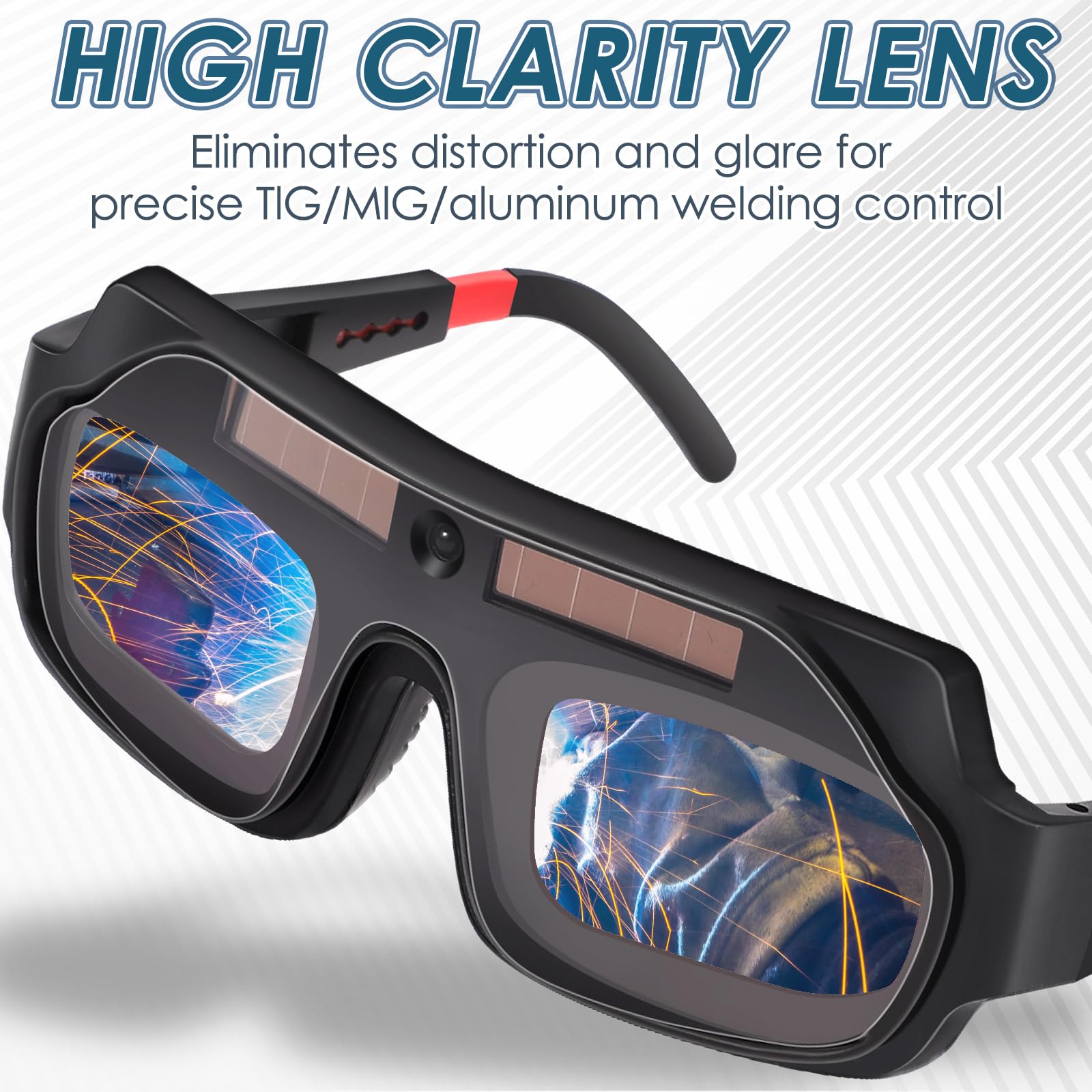 Tellegloww 1 juego de gafas de soldadura solar, gafas de soldadura con oscurecimiento automático, máscara de casco con lentes de repuesto (lentes de color real)