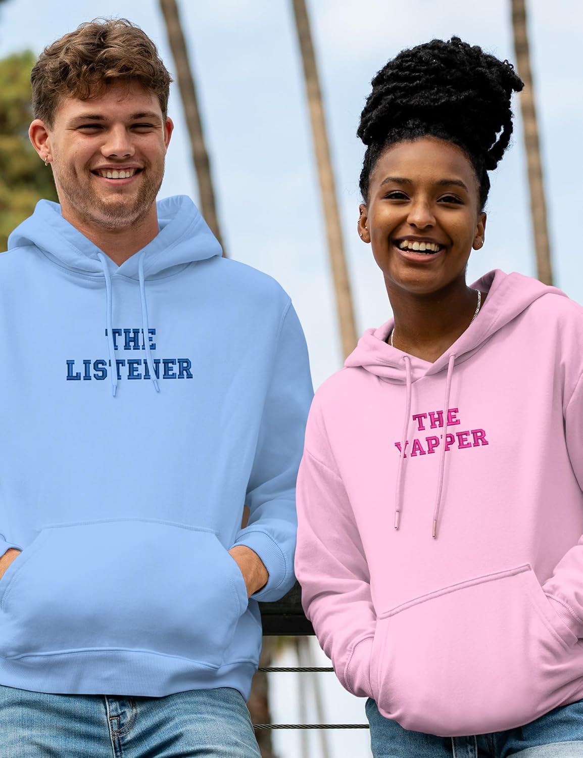 Embroidered Funny Relationship Dynamics Matching Hoodies for Couples – Couples Hoodies Viral Internet Slang & Personality Prints Multi - Image 2
