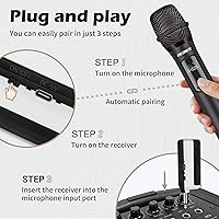 Vista 6 de Wireless Microphone Set for Singing, 2.4GHz Rechargeable Handheld Microphones System with Receiver(160 Ft), 4 Pack Cordless Dynamic Mic for Speech &