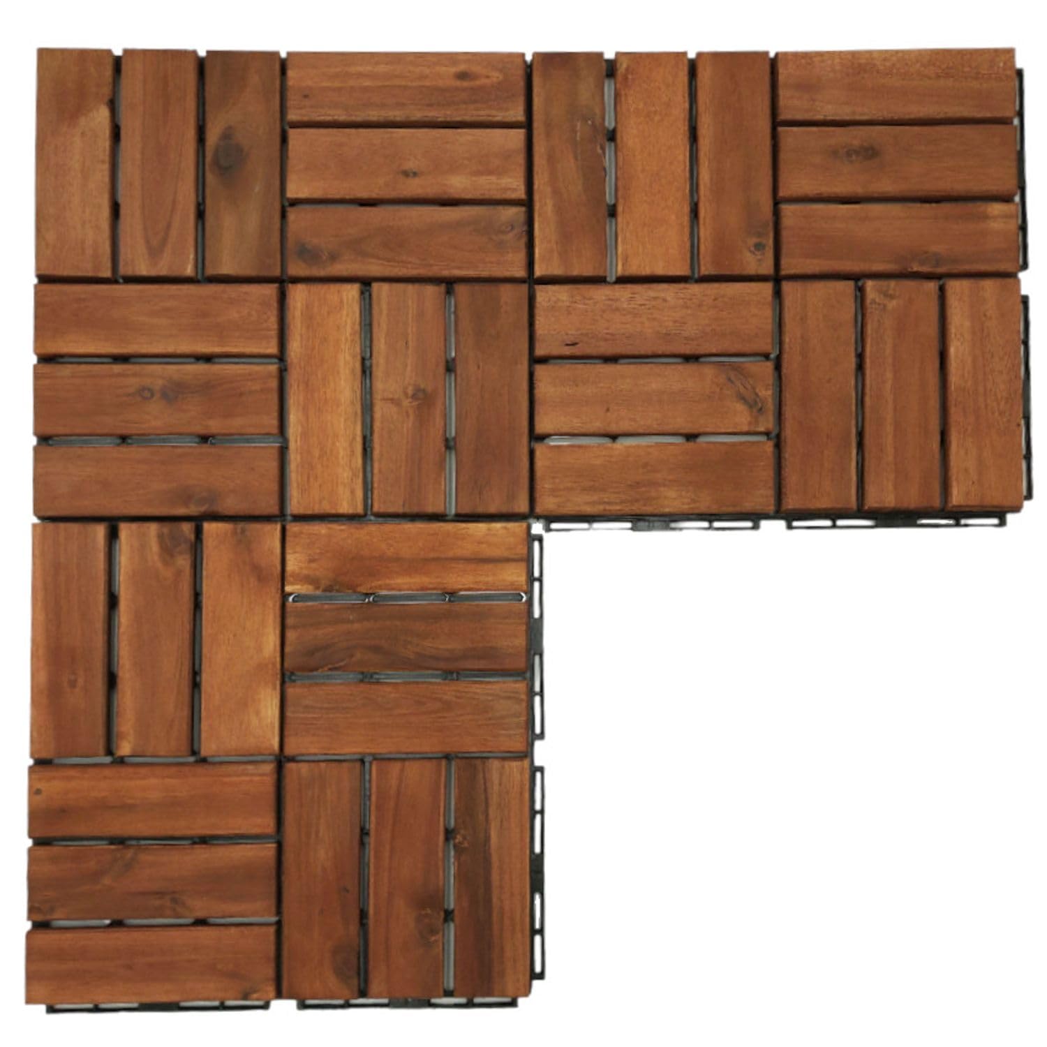 Piastrelle In Legno Di Acacia Per Terrazza: Sistema A Incastro, 22 Pezzi 30x30 Cm Per 2 M², Resistenti Alle Intemperie