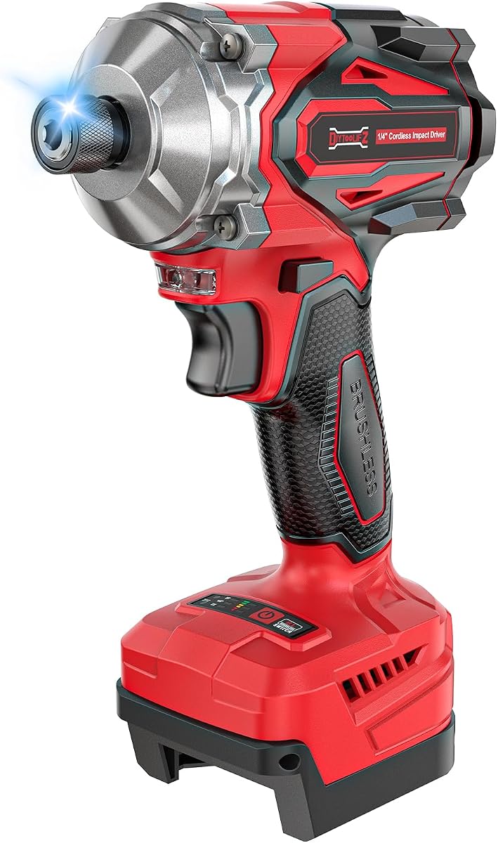 DIYtoolifz 1/4 Inch Cordless Impact Driver Compatible with Milwaukee 18V | 2800 in-lbs Brushless Impact Driver, 3-Speed (0–3900 RPM) Compact & Portable Driver for DIY Projects, Auto-Stop(Tool Only)