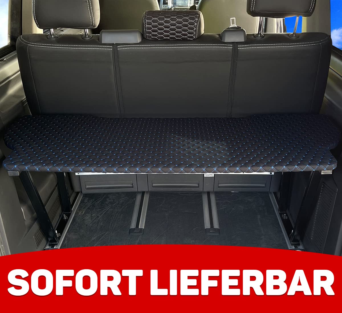 BREMER pokrowce na siedzenia Multiflexboard, przedłużenie łóżka, kompatybilne z VW T5, T6, T6.1 Multivan, łóżko kempingowe, do kamperów, nakładka do spania, wysokość 51 cm, w zestawie, konsole w