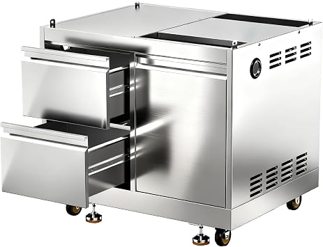 BODEGA Outdoor Kitchen Cabinets for Built-in BBQ Grill with 2 Drawers and Propane Tank Storage, Stainless Steel Outdoor Kitchen Drawer Suitable for 30 Inch Propane Grills.