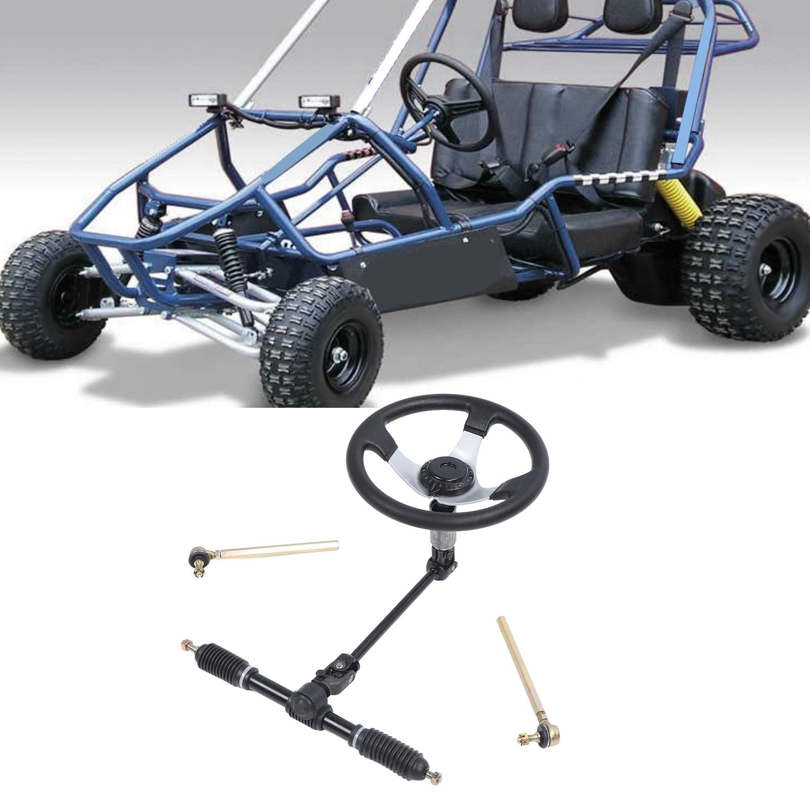 300 -mm -Lenkrad -Kit -Kit Hochleistungsverstellbarer universeller Lenkrad -Montage -Set mit Zahnstange für Go Kart Cart UTV 110cc 125cc 140cc 150cc Fahrzeuge