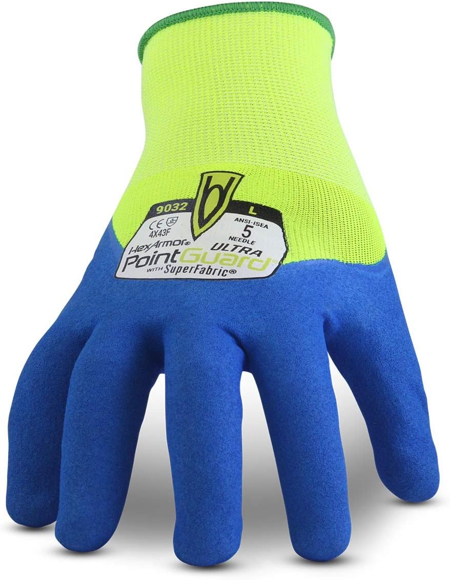 HexArmor Needle And Cut Resistant Nitrile Palm Grip Safety Gloves | PointGuard® Ultra Series 9032