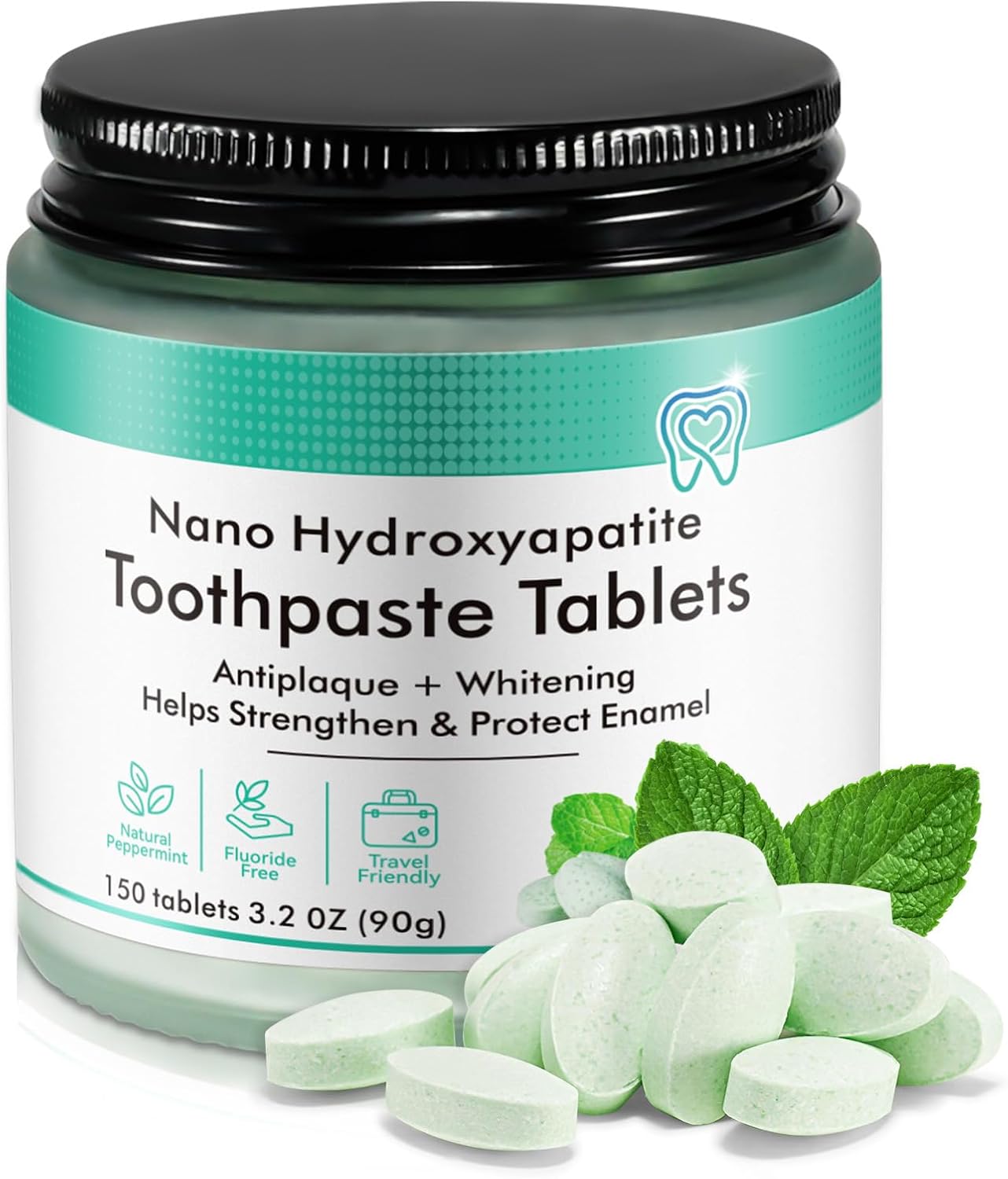 Toothpaste Tablets 150P-Nano Hydroxyapatite Toothpaste Chewable Toothpaste Tablets for Sensitive Teeth,Flouride&Plastic Free Friendly Travel Tabs,Whitening Teeth&Freshens Breath