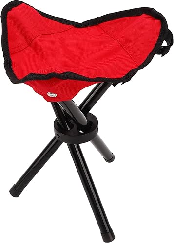 Miniatura 3 de Taburete trípode para camping, portátil plegable trípode, silla de campamento ligera para senderismo, caminar, pesca, viajes, mesa y silla (rojo)