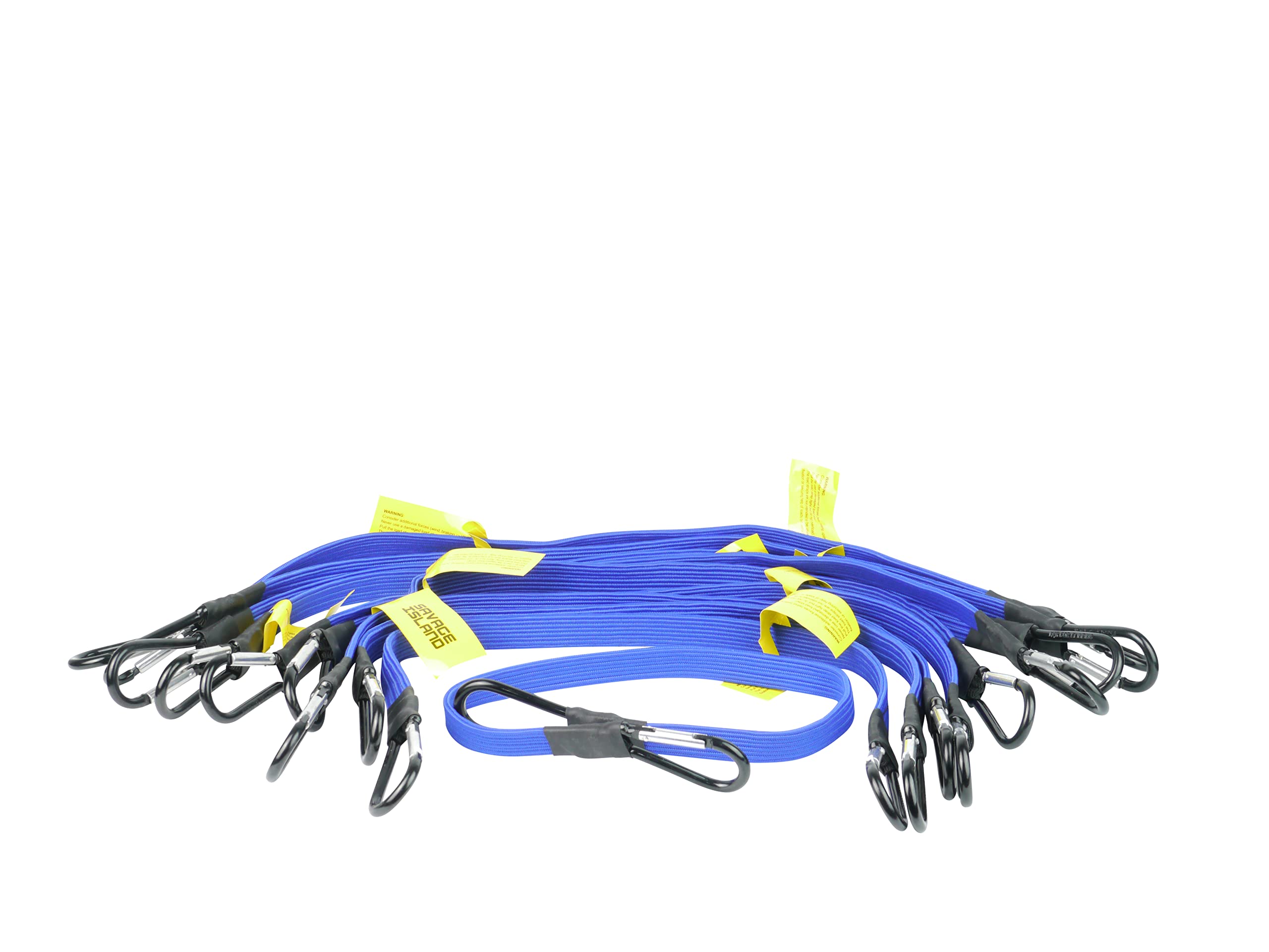 Savage Island Blue 10 Pack Flat 17Mm Bungees Bungee Cord With Carabiner Hook