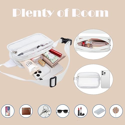 Miniatura 3 de Riñonera transparente aprobada para estadios, impermeable, bonita bolsa de cintura aprobada para estadios, bolsa transparente ajustable para mujeres