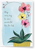 Vista 2 de Designer Pop!, Tarjeta de felicitación desplegable de cumpleaños, diseño floral con planta de orquídea 3D, tarjeta para amigos, familiares