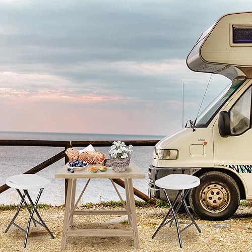 Miniatura 4 de TAVR Furniture Silla plegable portátil de 18 pulgadas, capacidad de 500 libras, taburete resistente con asa, taburete plegable para adultos, silla