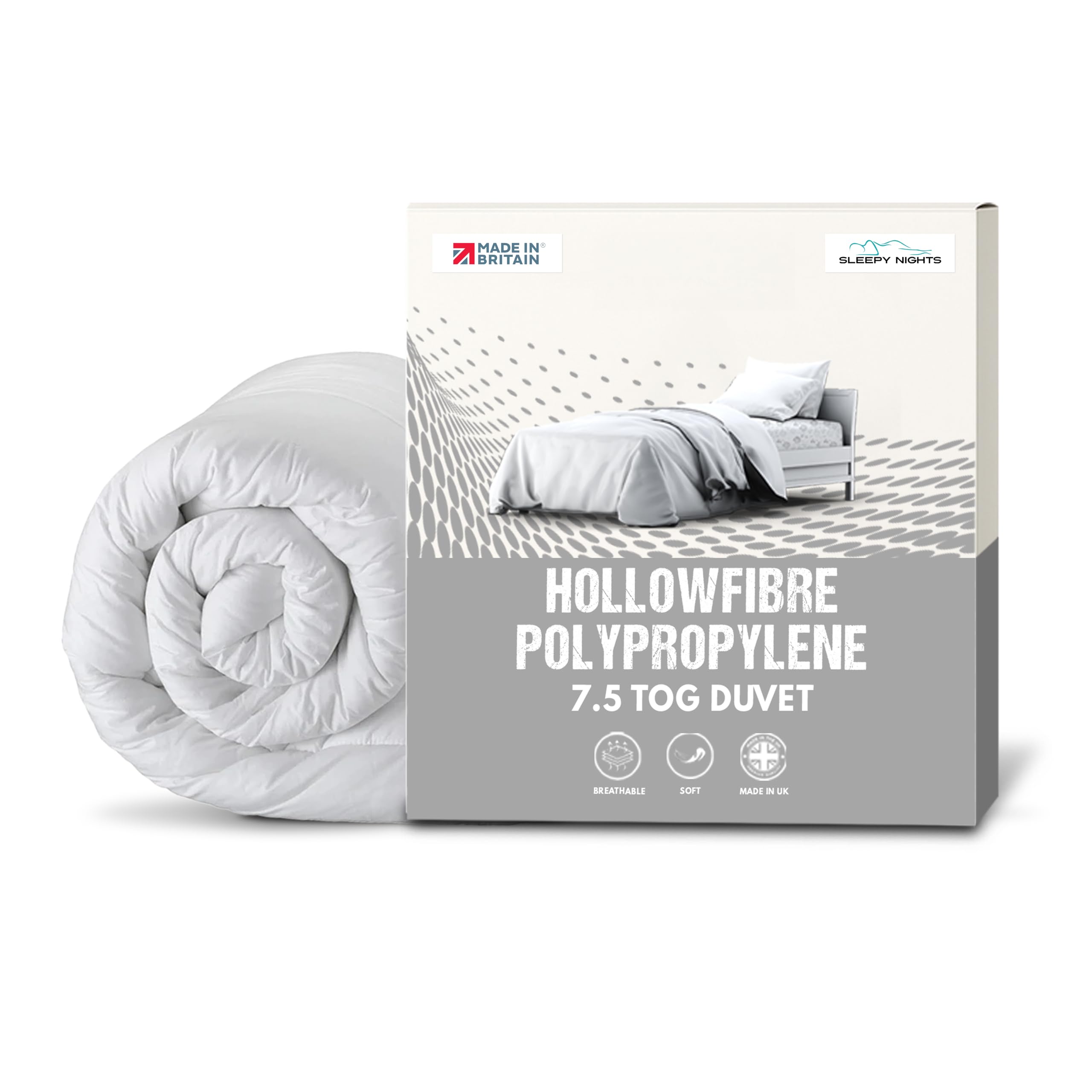 SleepyNights Double 7.5 Tog Duvet Quilt Summer Season Non Allergenic Hollowfibre – Polypropylene Cover