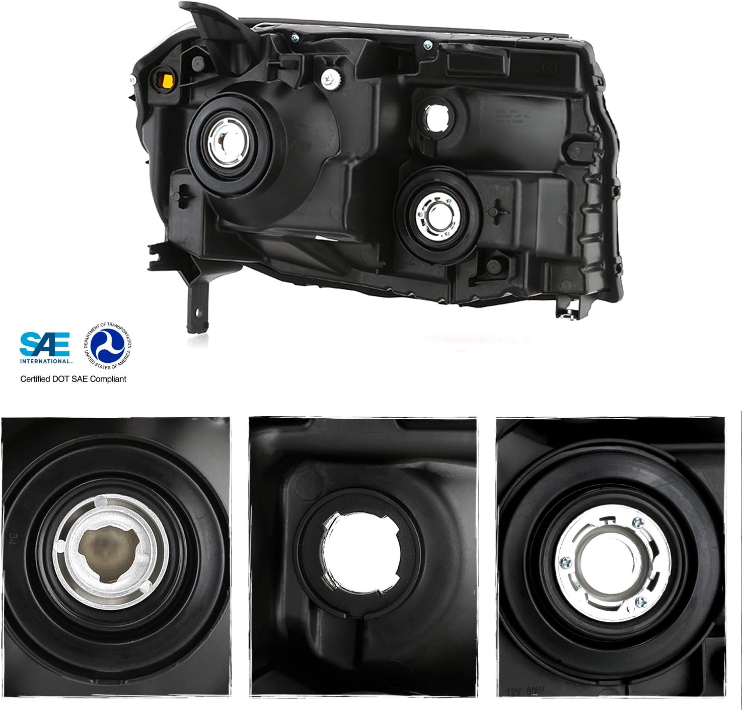 AKKON - Fits 2012 2013 2014 2015 Honda Pilot [Halogen Type] Chrome Headlights Pair Driver Left+Passenger Right Replacement