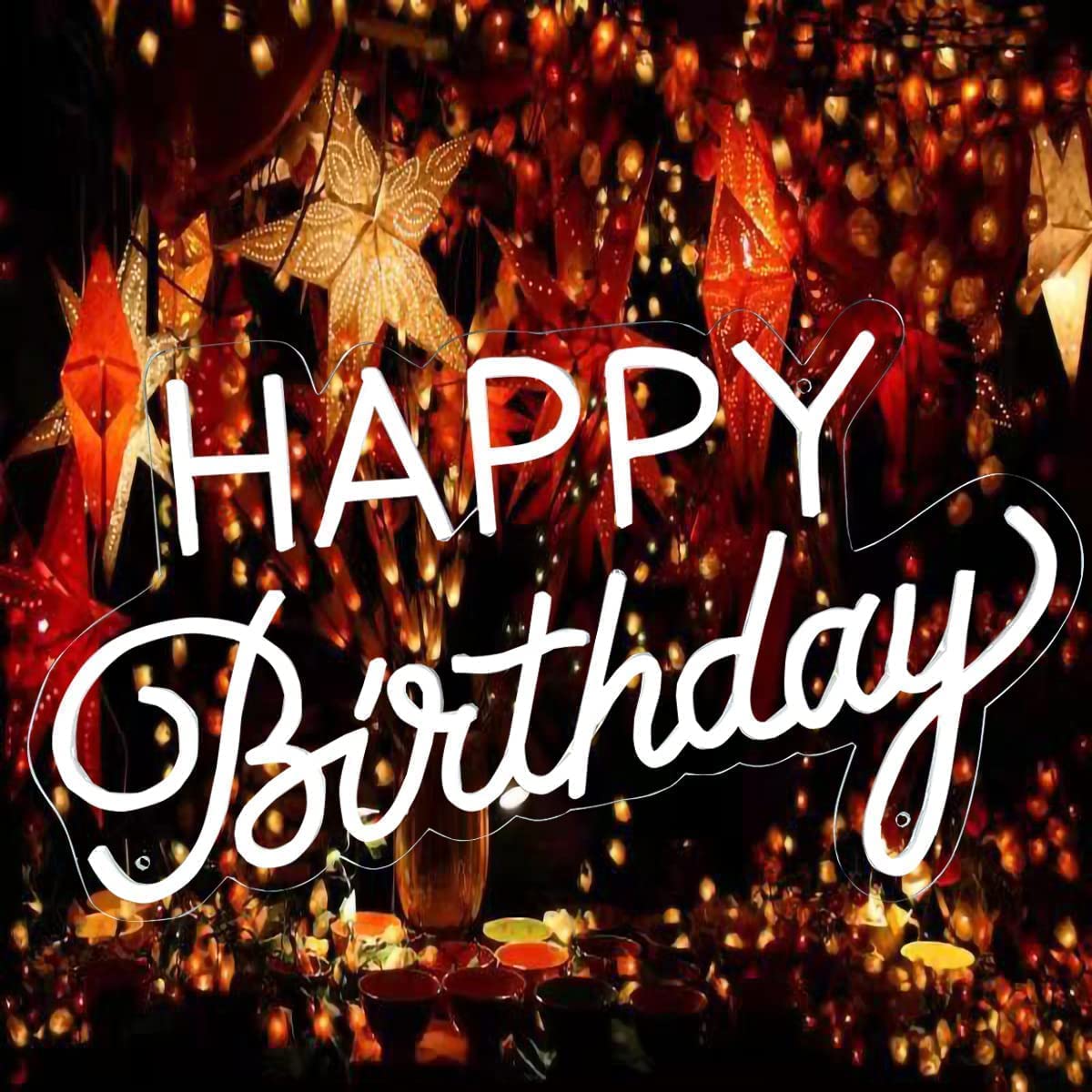 Photo 1 of Happy Birthday Neon Signs, Large Happy Birthday Led Neon Signs, 19.7 x 11 IN 