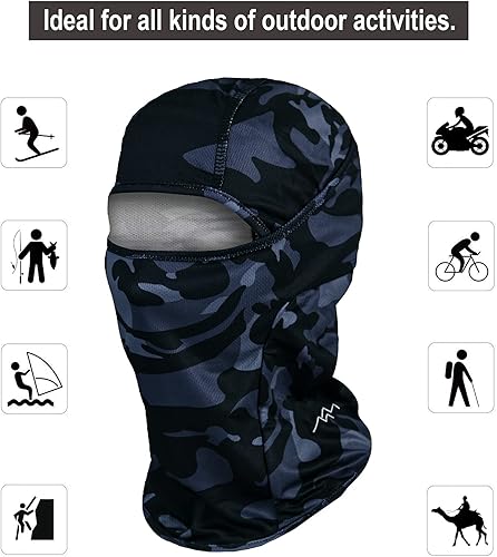 Vista 6 de TRAILSIDE SUPPLY CO. Pasamontañas, cortavientos, máscara de esquí para hombres, mujeres, capucha para el sol, táctica, ligera, motocicleta