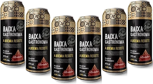 Pack 06un Cerveja Bruder Artesanal Baixa Gastronomia Zero Áçucar 473ml