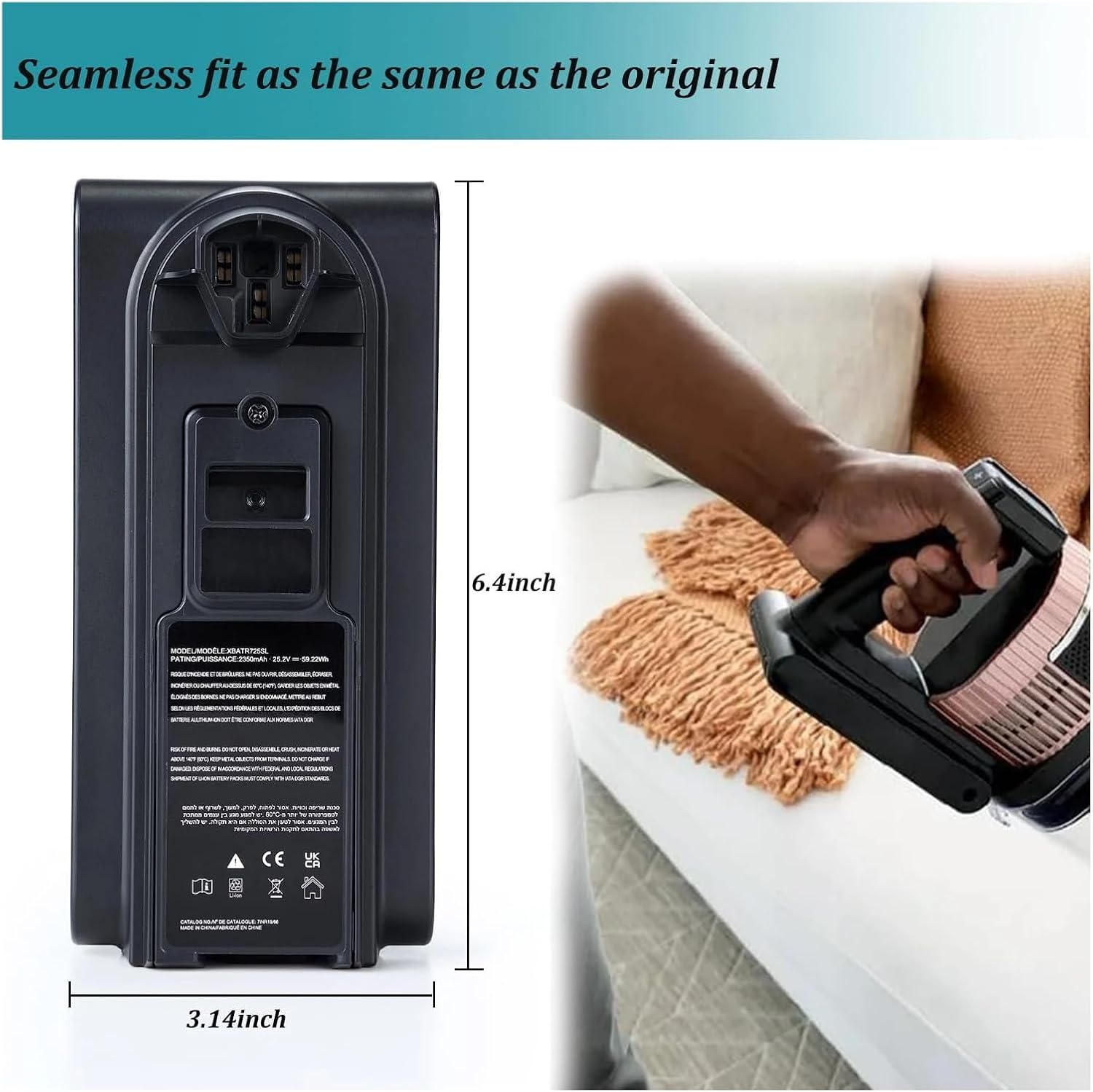 25.2V 3000mAh Battery Replacement,Compatible For Shark,XBATR725SL IZ840H,IZ862H,UZ865H,1Z862HC Cordless Vacuum Cleaners