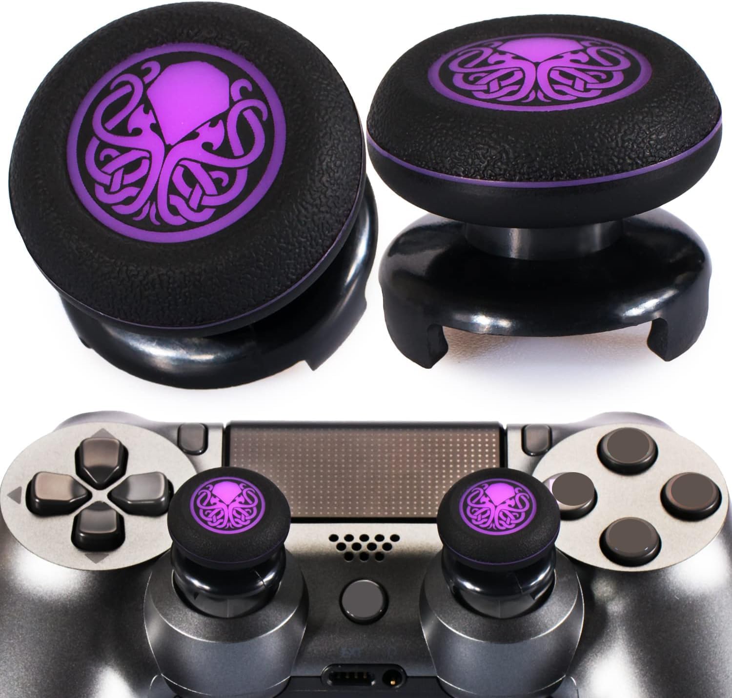 FPS Thumbstick Extender & Printing Rubber Silicone Grip Cover 2 Sets for PS5 & PS4 Controller (Cthulhu Secret)