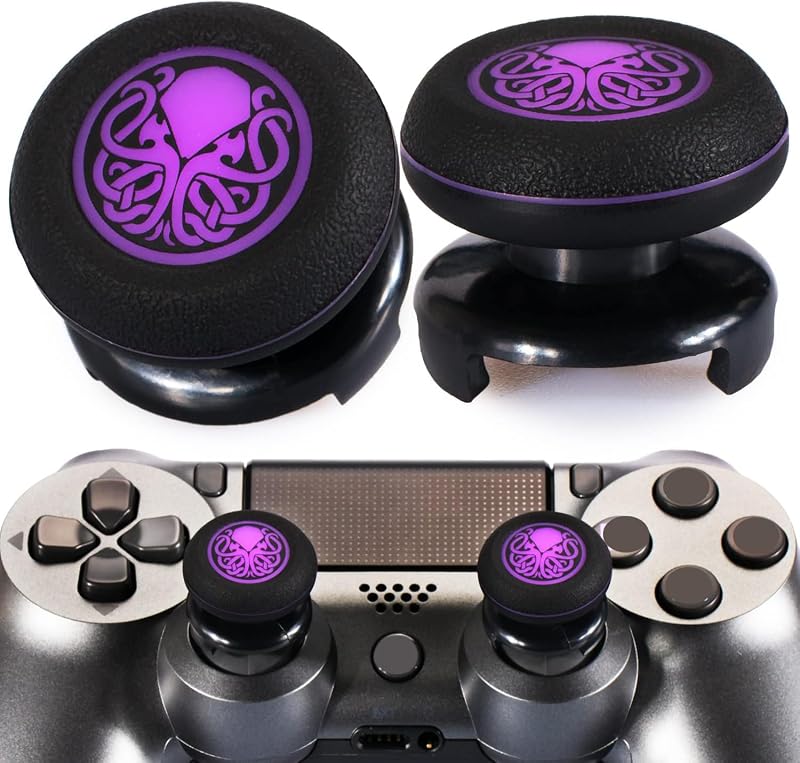 FPS Thumbstick Extender & Printing Rubber Silicone Grip Cover 2 Sets for PS5 & PS4 Controller (Cthulhu Secret)