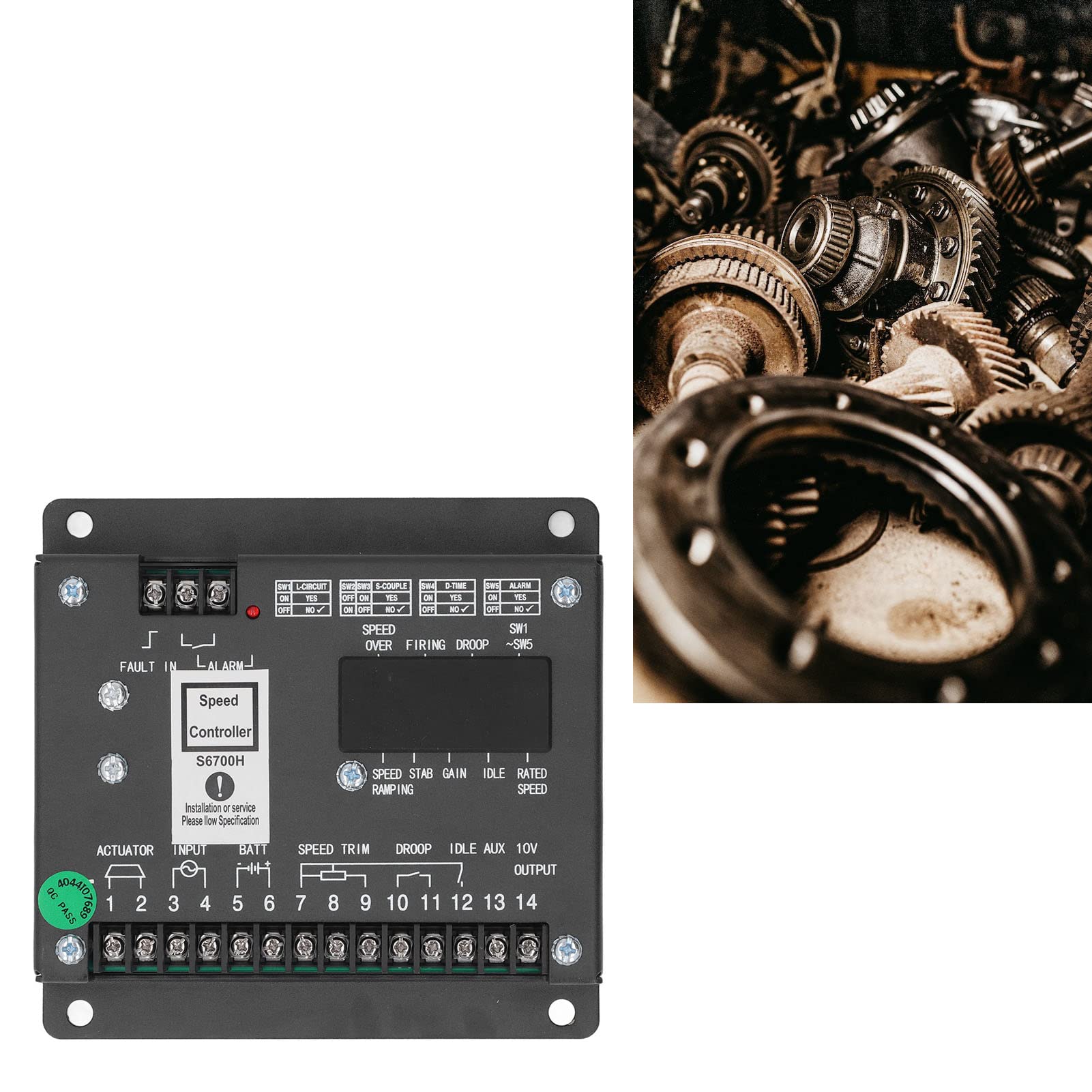 Wakects Regolatore Elettronico di velocità del Generatore, Regolatore di velocità del Generatore ABS 24 V CC, Controllo Ad Anello Chiuso Risposta Rapida Uscita 10 A da 14 A 176 ° F per Utenti di