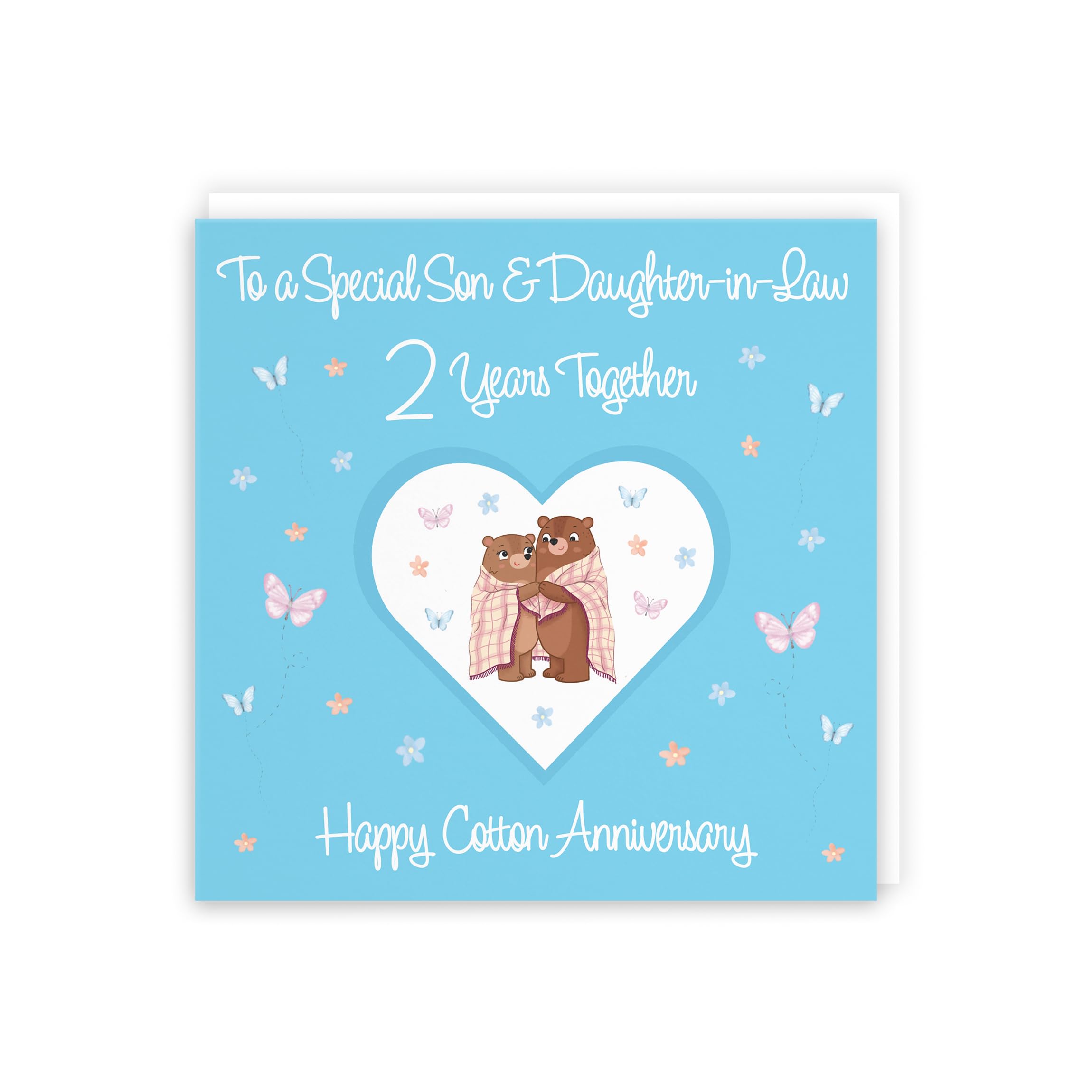Hunts England - Son & Daughter-in-Law 2nd Anniversary Card - 2 Years - Cotton Anniversary - Romantic Meadows - Fun Card - Luxury Second Anniversary Card For Son And Daughter-in-Law - Image 3