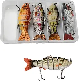 Kit com 5 Iscas Artificiais Articuladas para Pesca, Isca Realista para Lambari, Tucunaré, Dourado e Traíra, Movimento Natural, Ideal para Água Doce e Pesca Esportiva