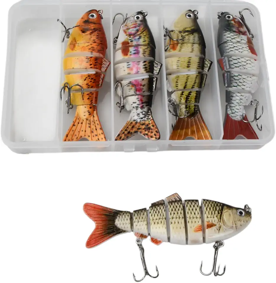 Kit com 5 Iscas Artificiais Articuladas para Pesca, Isca Realista para Lambari, Tucunaré, Dourado e Traíra, Movimento Natural, Ideal para Água Doce e Pesca Esportiva