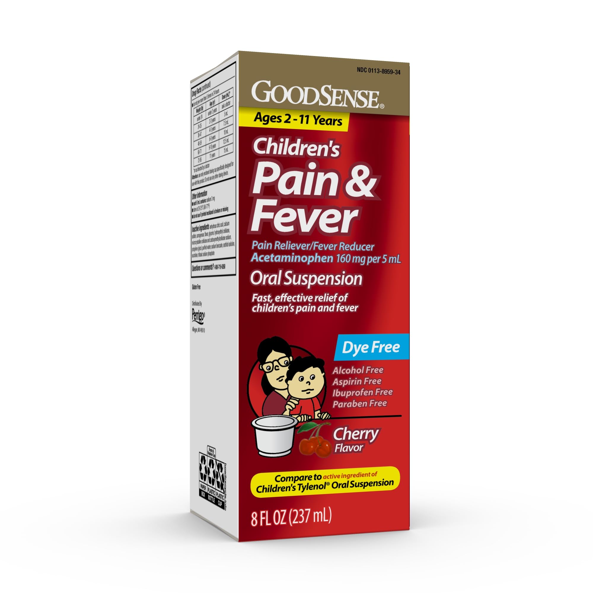 GoodSense Children's Acetaminophen 160 mg/5 mL, Oral Suspension, 8 Fl Oz