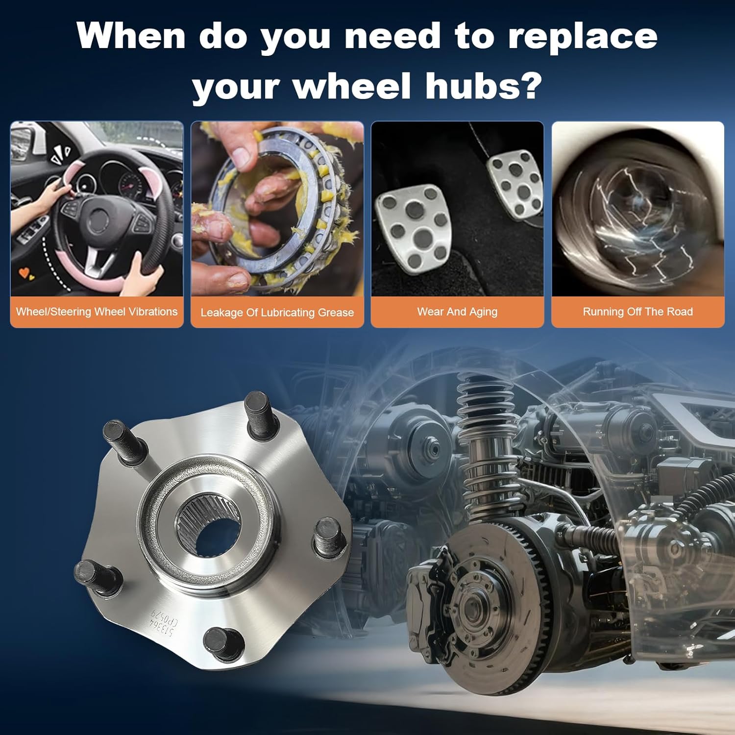 513364 Front Wheel Bearing Hub Assembly Compatible with Chevrolet 15-18 City Express, with Nissan 13-17 Leaf, 13-19 NV200, 13-19 Sentra All Engine with 5-Lug & ABS