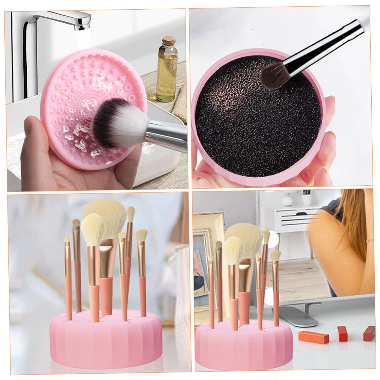 Silicone Makeup Brush Cleaner Box Dual-use Cosmetic Brush Cleaning Tool with Textured Pad Reusable and Compact Design