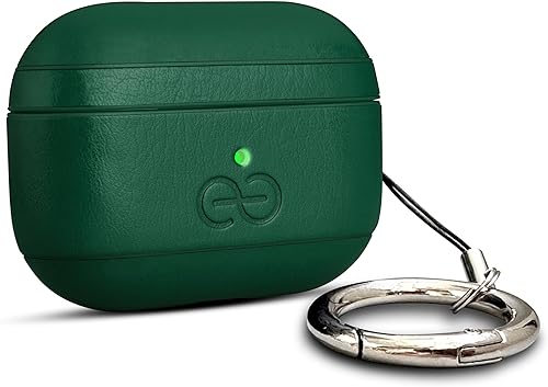 Dreem Om Funda con clip para llavero compatible con AirPods Pro 2Pro, carcasa rígida protectora de una pieza, funda de cuero vegano de lujo para