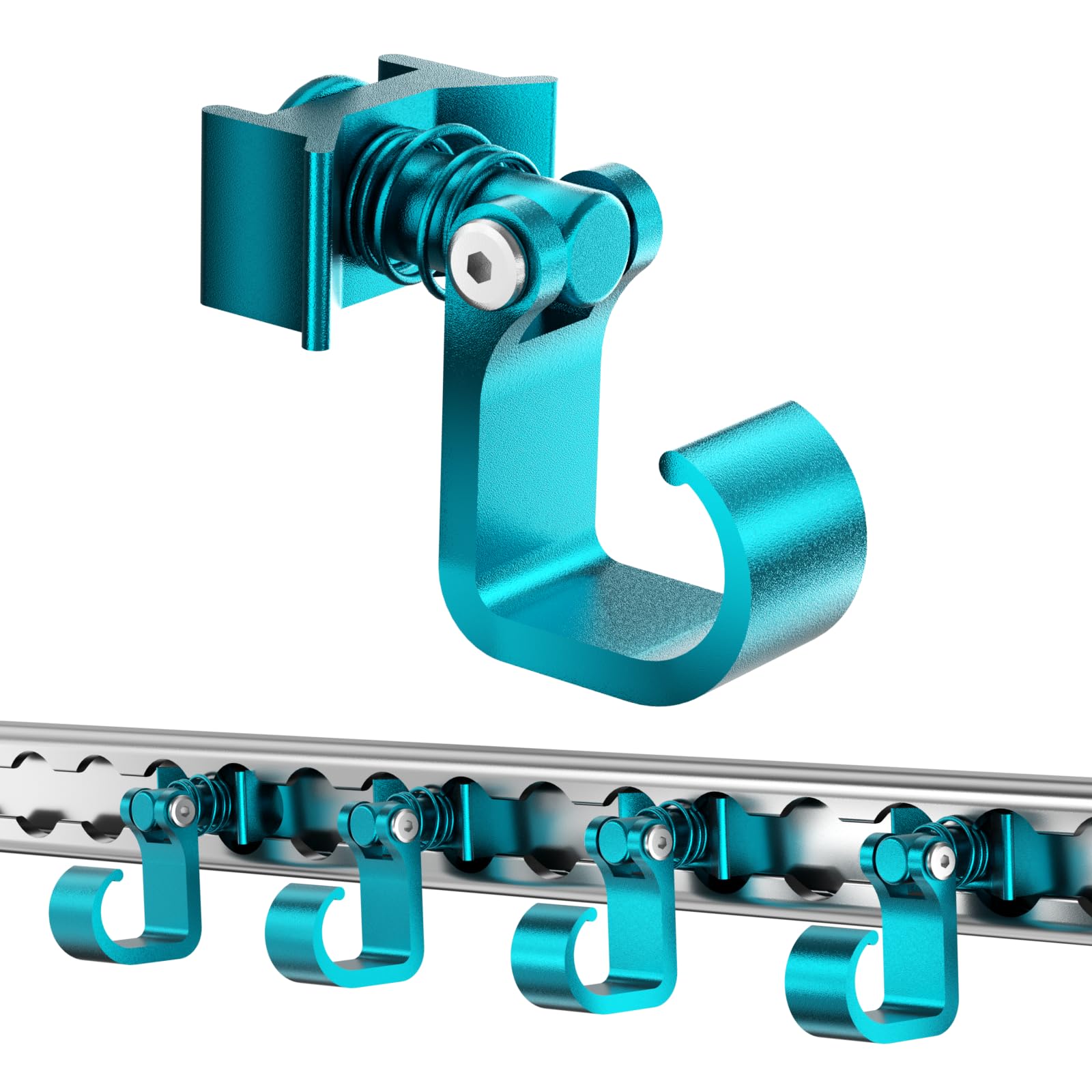 vandrabase 4 Pack L Track Hooks with Single Stud Fitting, Spring-Loaded Adjustable Gear Hook, Aluminum L Track Accessories for Trailer, Truck, Garage,