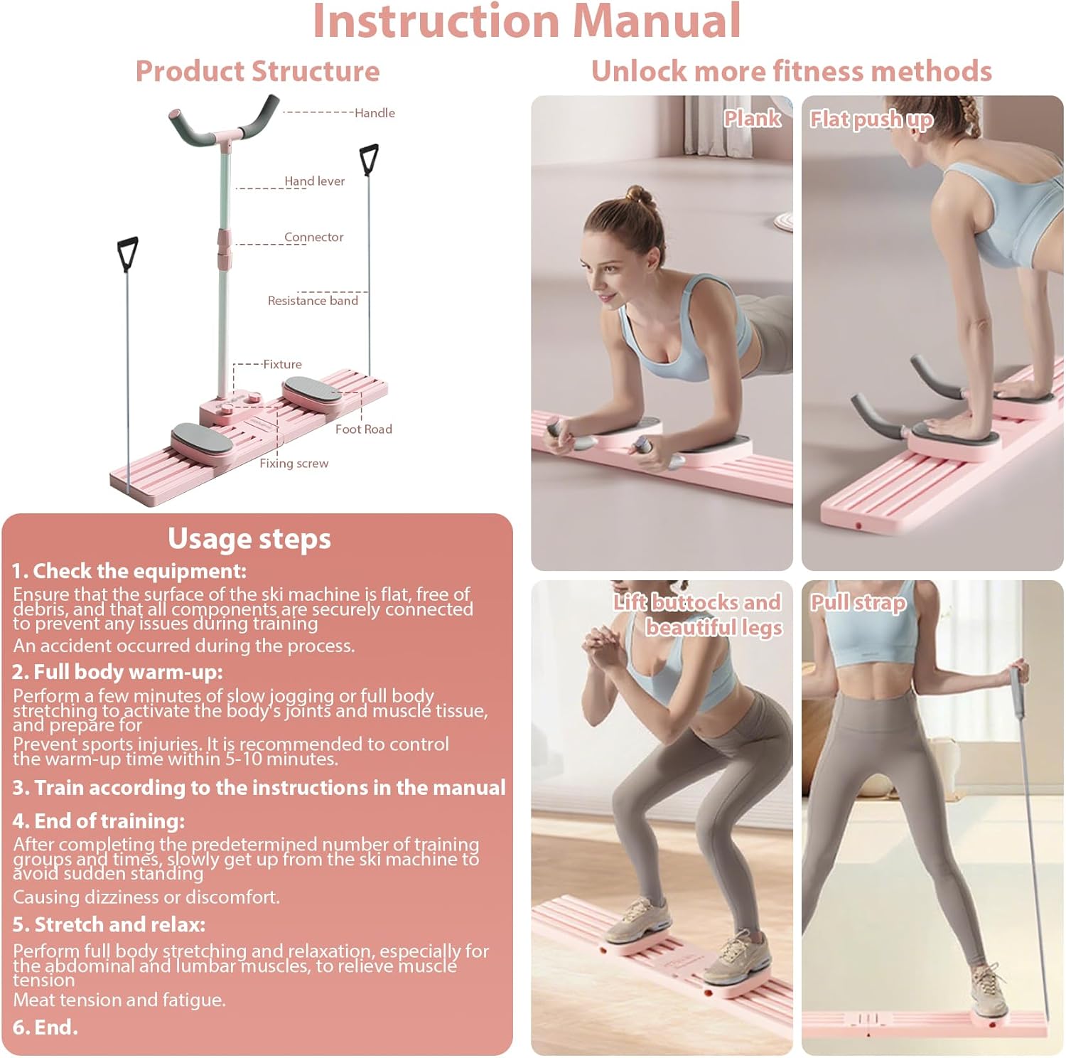 Ski Machine Simulated Ski Trainer With Non-Slip Pedal & Adjustable Armrests, Leg Ski Machines Exercise Equipment Multi Functional Ski Machine Leg Beautifier, Hip Trainer, Pelvic Floor Trainer For Home
