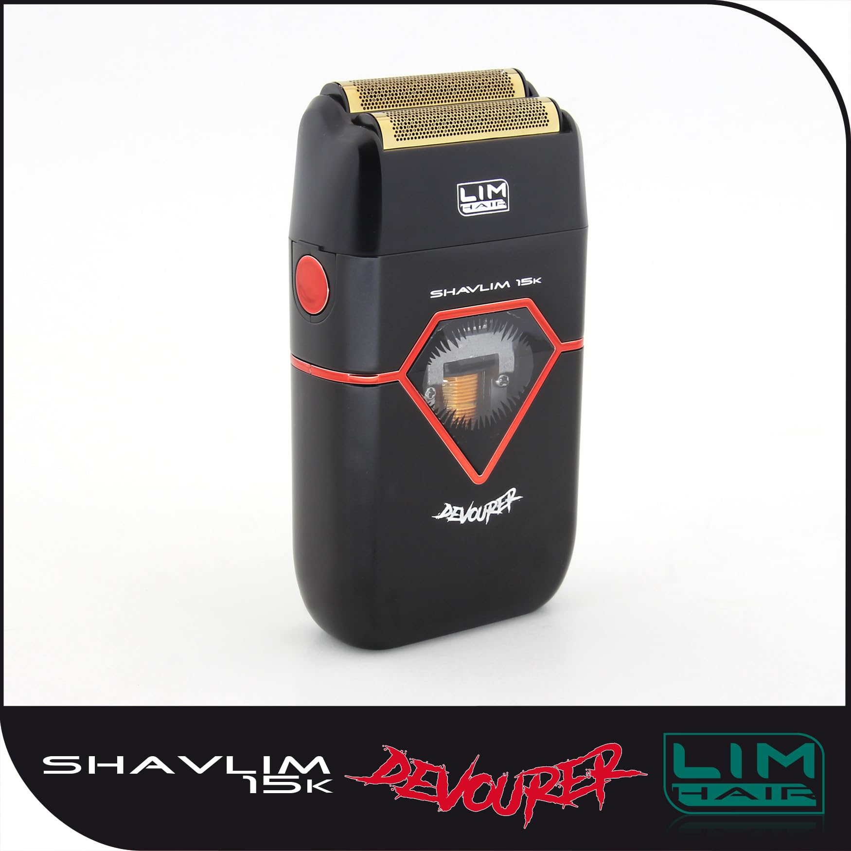 Afeitadora profesional LIM HAIR SHAVLIM 15k DEVOURER para profesionales cualificados. Motor VECTOR 15.000 rpm, Doble cuchilla Titanio hipoalergénico, ZERO Effect, Batería Litio, Sistema control par